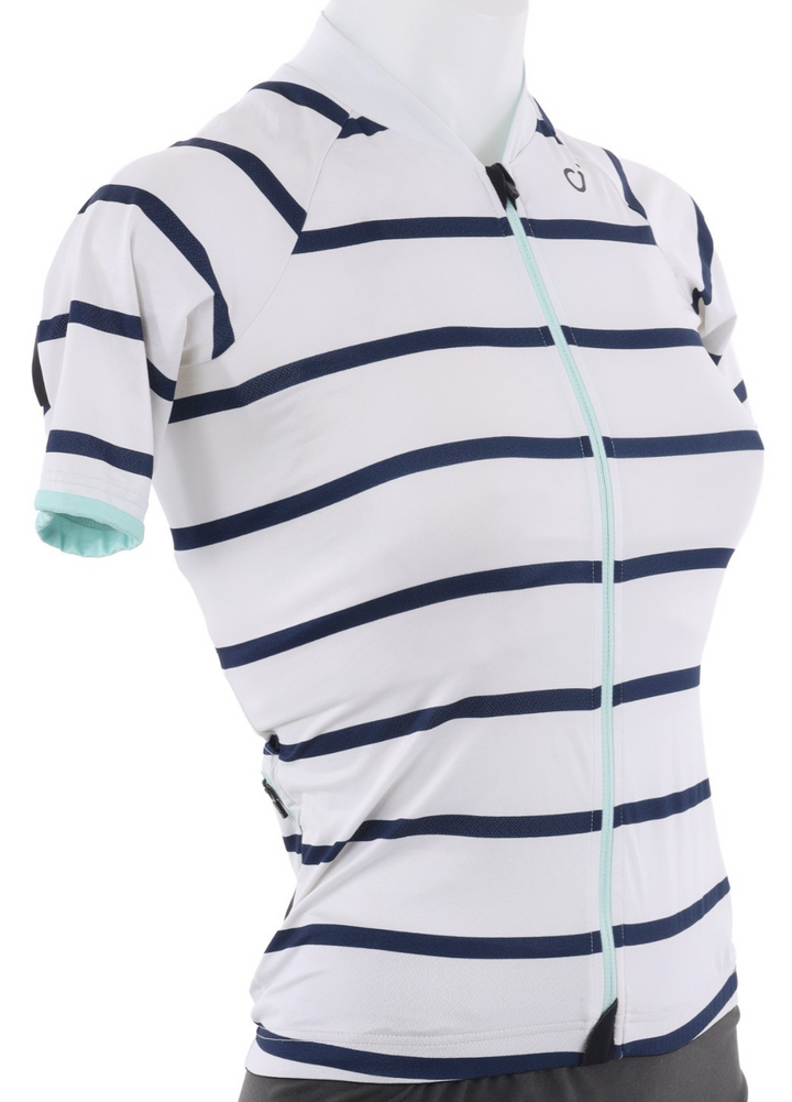 Velocio Breton SE Short Sleeve Cycling Jersey Women XS WHITE/BLUE + Base Layer