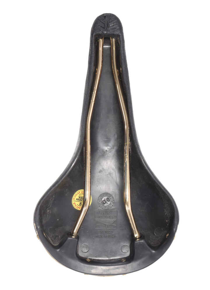 Selle San Marco Rolls Classic Bike Saddle 145mm BLACK 7x 7mm Steel Gold Vintage