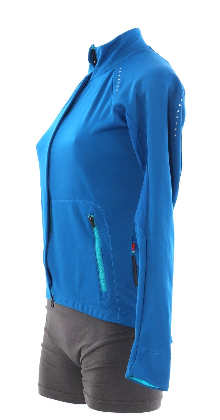 Velocio Signature Softshell Cycling Jacket Women SMALL Blue Road Bike Gravel MTB