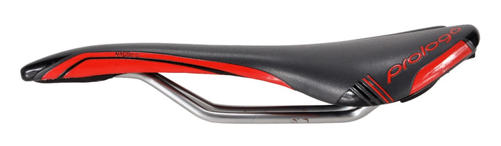 Prologo Nago Evo Road Bike Saddle 133mm 7 x 7mm Pro T2.0 Hollow Rail GREY RED