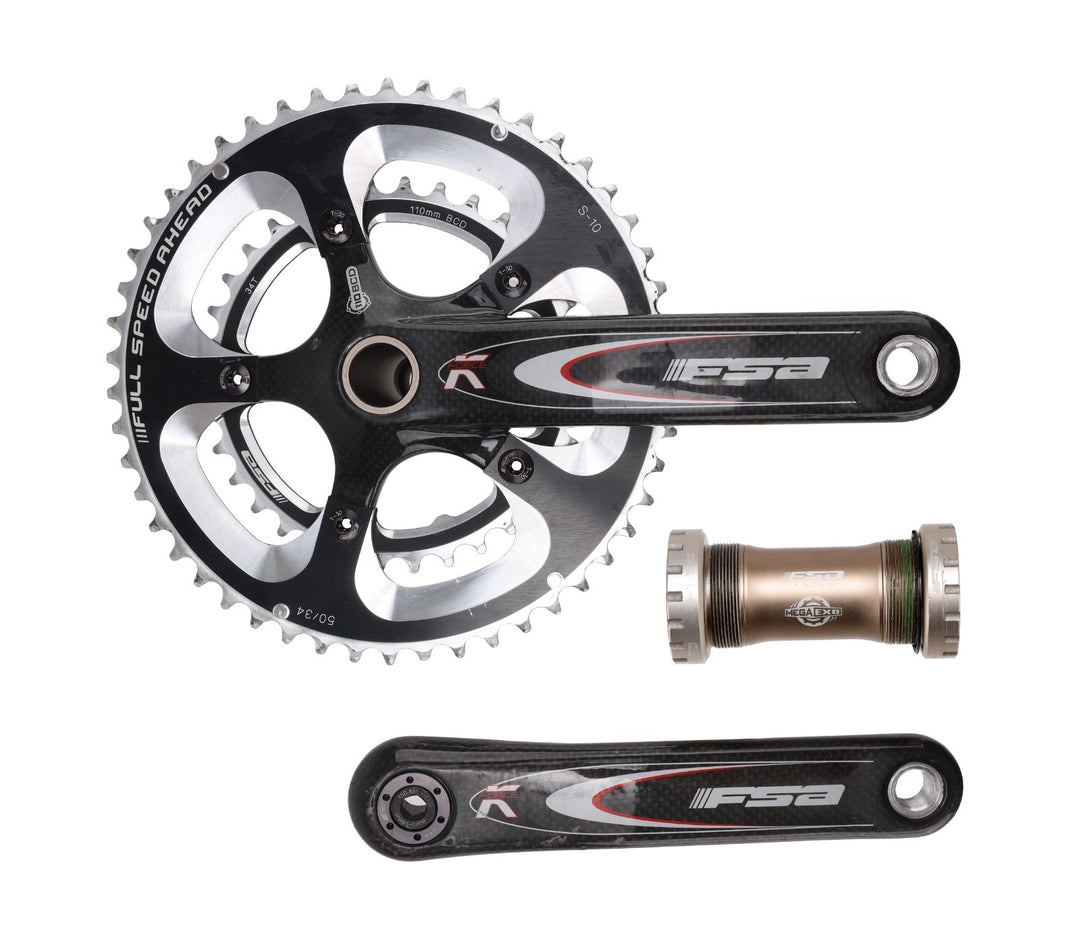 FSA K-Force 2x 10 Speed Carbon Road Bike Crankset 175mm 50/34T Compact 110 BCD