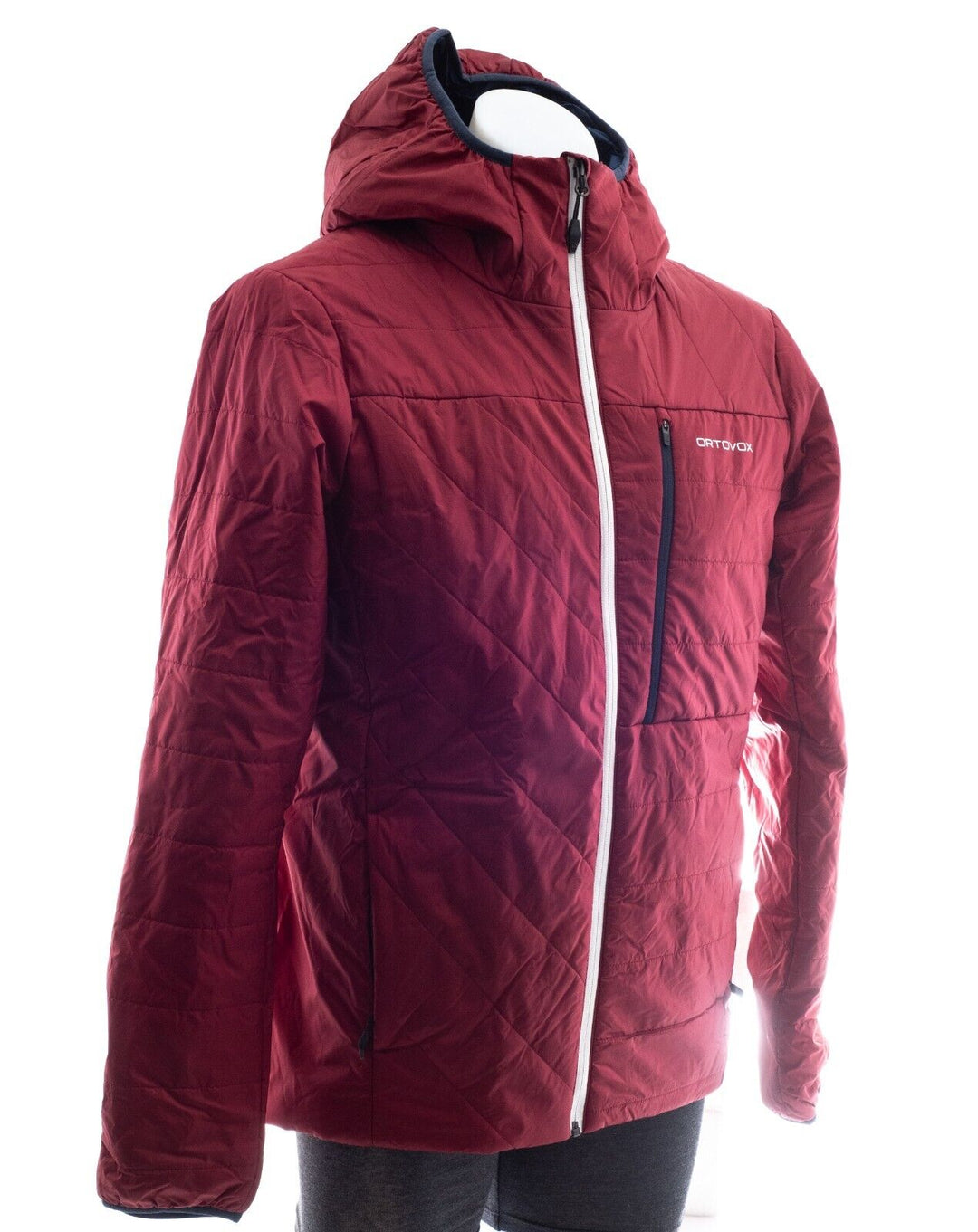 Ortovox Piz Bianco Insulated Hooded Jacket Men MEDIUM Burgundy Merino SwissWool