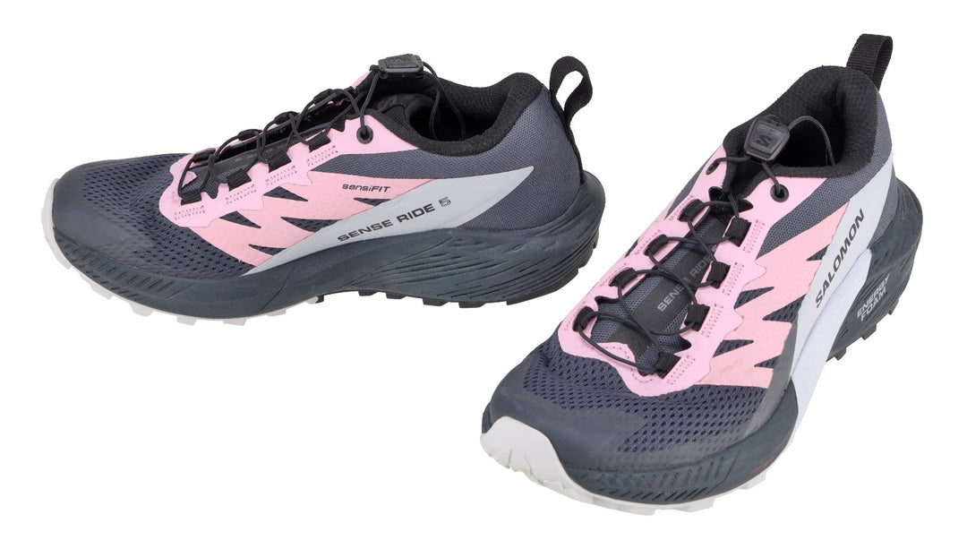 Salomon Sense Ride 5 Trail Running Shoes US Women 5.5 NAVY Contagrip Sensifit