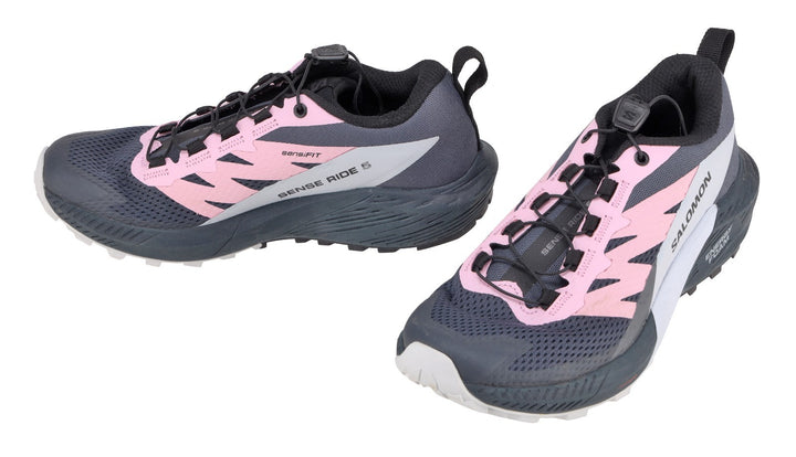 Salomon Sense Ride 5 Trail Running Shoes US Women 5.5 NAVY Contagrip Sensifit