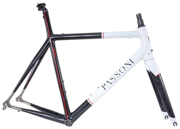 Passoni Nero XL Carbon Ti Road Bike Frameset 56cm WHITE/BLACK 700c QR Italy