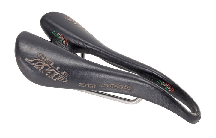 Selle SMP Stratos Road Bike Saddle 131mm BLACk 7 x 7mm Inox Steel Cutaway Italy