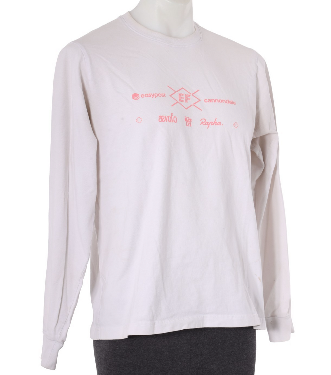 Rapha EF Education Cannondale Pro Cycling Long Slv Cotton Shirt Men LARGE White