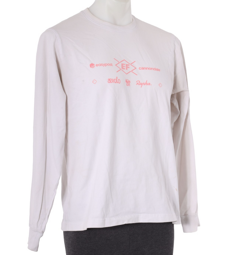 Rapha EF Education Cannondale Pro Cycling Long Slv Cotton Shirt Men LARGE White