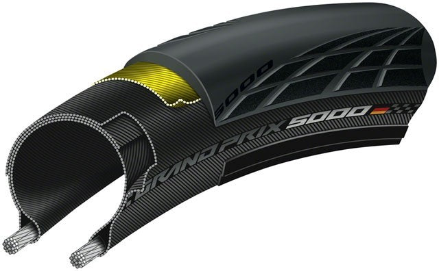 Continental Grand Prix GP 5000 Clincher Road Bike Tires 700 x 25c 1 PAIR BLACK