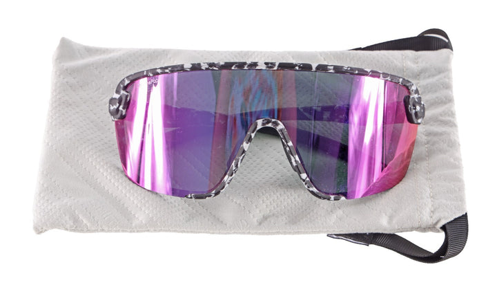 Smith Bobcat Sunglasses Black Marble Frame Violet Mirror Lens + Clear Lens