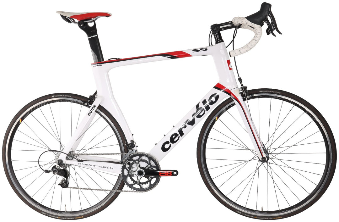 Cervelo S5 Team Carbon Road Bike 2x 10 Speed 61cm SRAM WHITE 700c Rim QR 2012