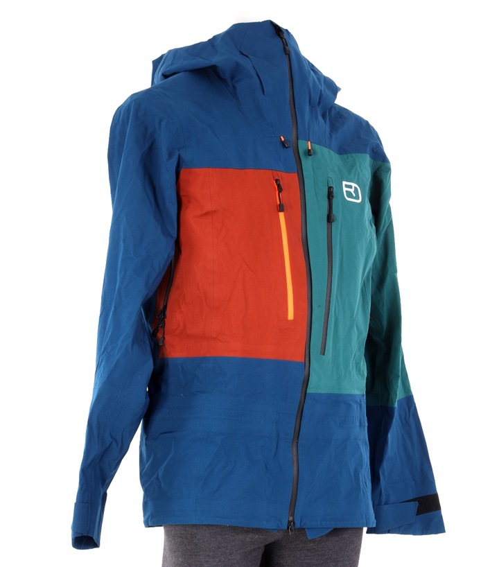 Ortovox 3L Deep Shell Jacket Men MEDIUM Blue Hood Winter Ski Tour Hiking Snow