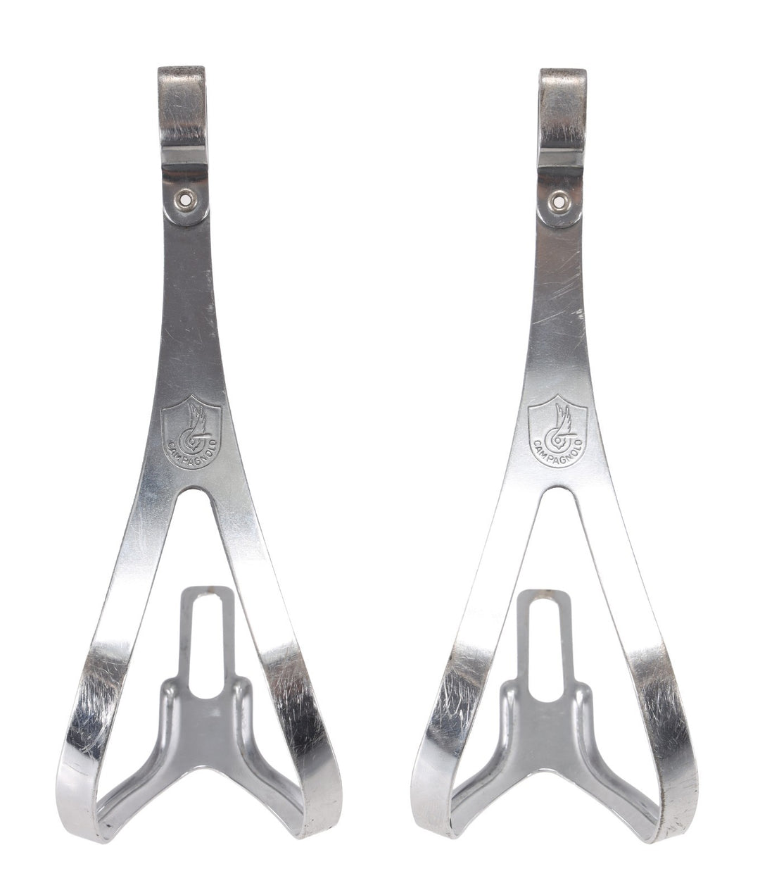 Campagnolo Chorus C-Record Toe Clips Vintage SILVER Cycling LARGE Track Aero