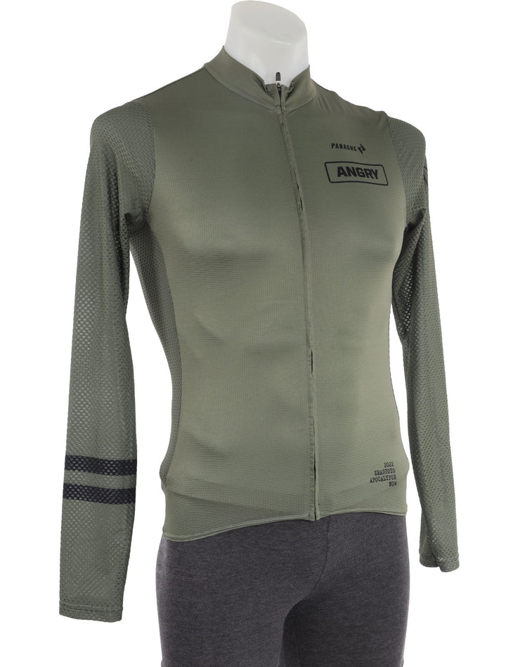 Panache Angry Bovine Long Slv Pro Air Road Cycling Jersey Men M Green Base Layer