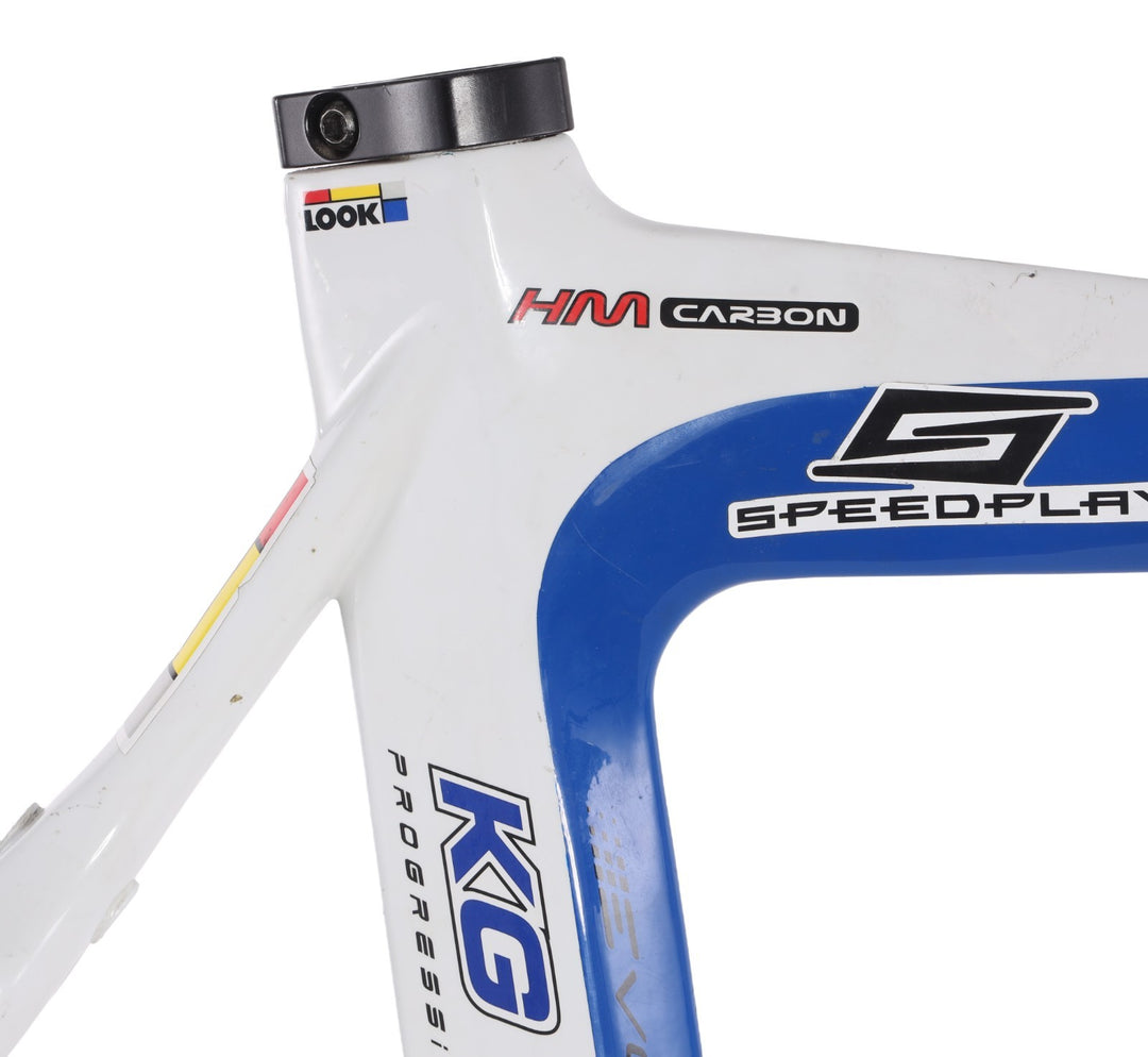 LOOK KG486 Carbon Road Race Bike Frameset White/Blue QR Rim Brake 55cm 700c 2004