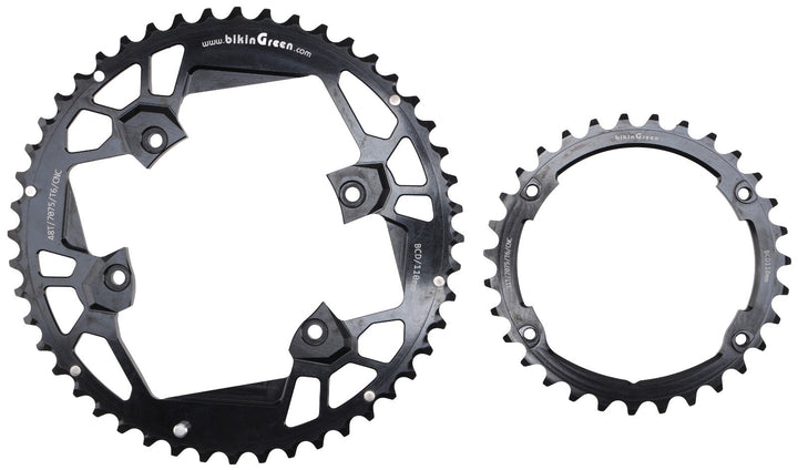 Bikin Green 9-12 Spd Road Bike Chainrings 48/31T 110mm BCD Shimano 4-Bolt Asymm
