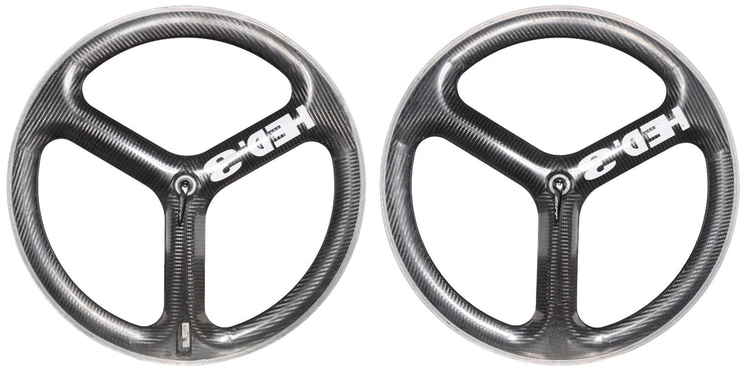 HED 3C Carbon Tri Spoke Clincher Road Bike Wheelset 700c 10 Spd QR Rim Brake TT