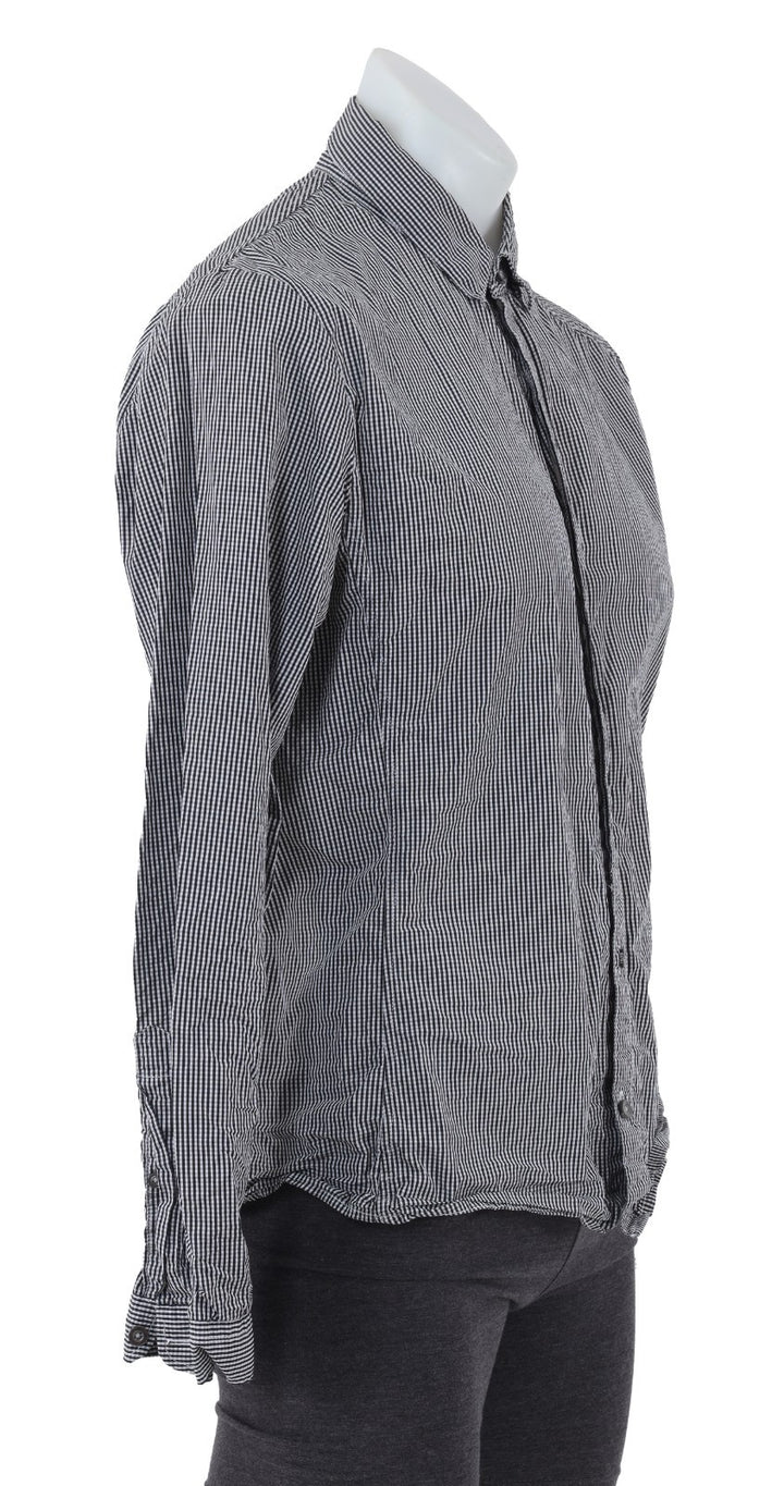 Rapha Peter Post Gingham Long Sleeve Button Down Shirt Men MEDIUM Black Cycling