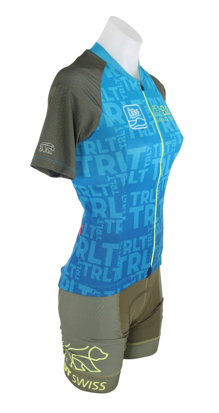 Eliel Gravel Team Short Sleeve Cycling Kit Women SMALL Blue Green Bike Race