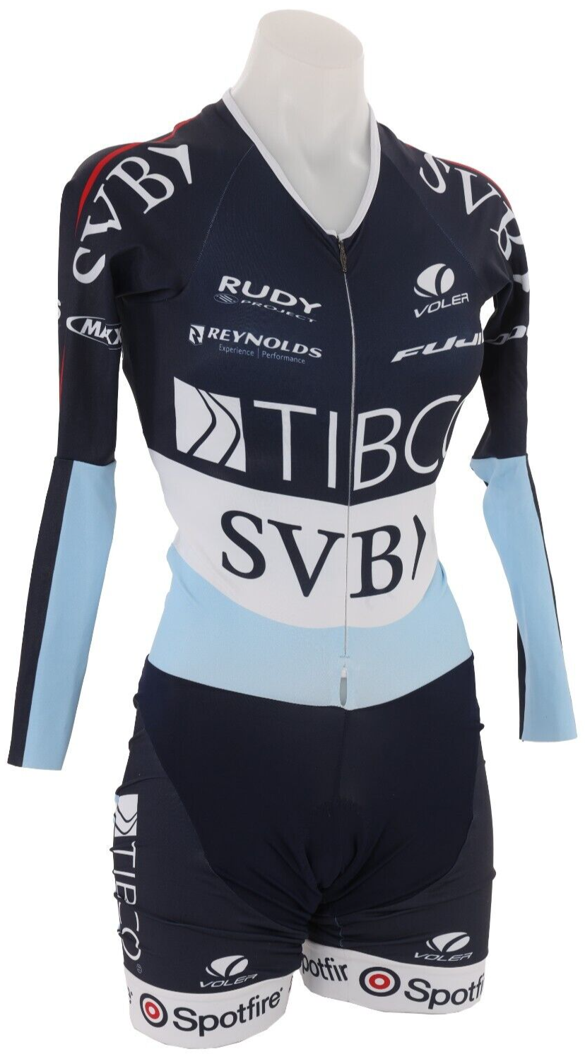 Voler Tibco-SVB Women's Pro Cycling Team Long Slv Speedsuit SMALL Blue Road Bike