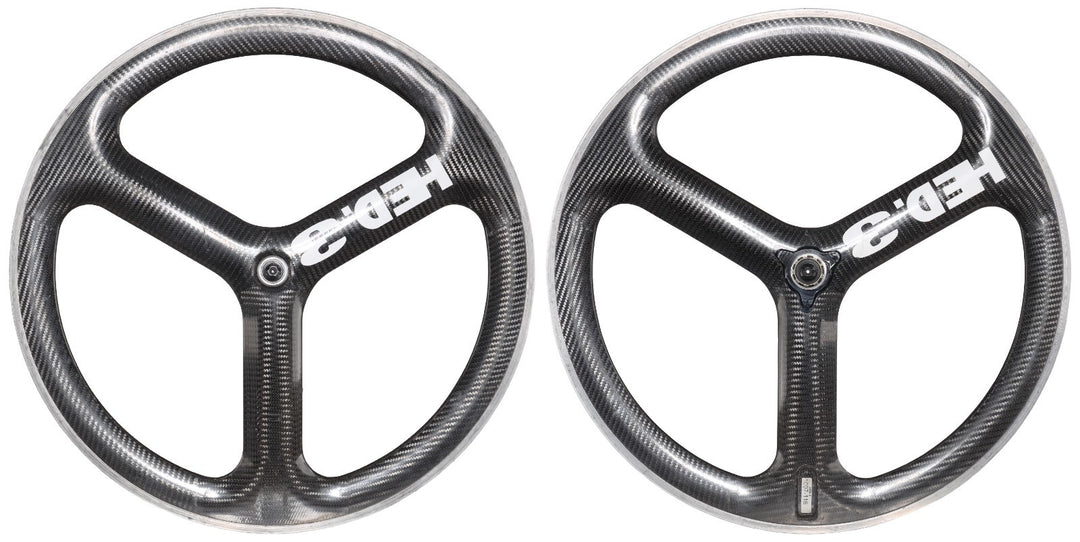 HED 3C Carbon Tri Spoke Clincher Road Bike Wheelset 700c 10 Spd QR Rim Brake TT