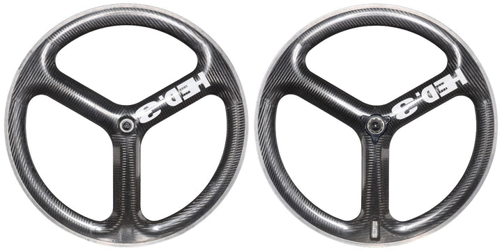 HED 3C Carbon Tri Spoke Clincher Road Bike Wheelset 700c 10 Spd QR Rim Brake TT