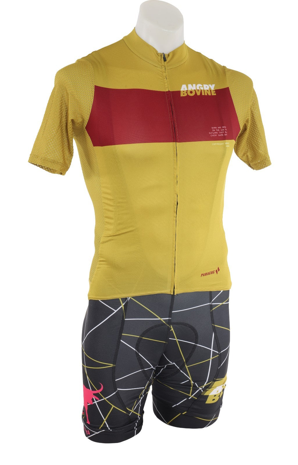 Panache Angry Bovine Short Slv Pro Air Road Cycling Kit Men S/M Mustard Gravel