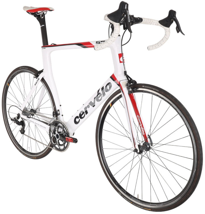 Cervelo S5 Team Carbon Road Bike 2x 10 Speed 61cm SRAM WHITE 700c Rim QR 2012