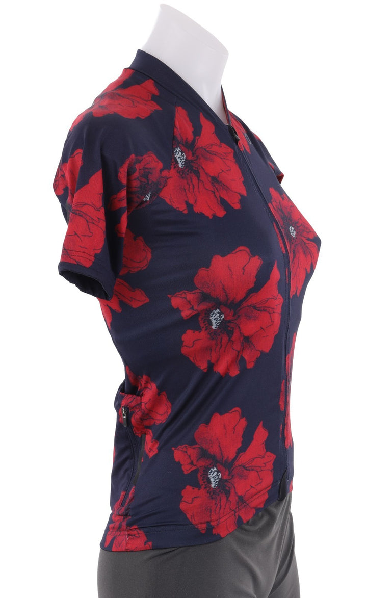 Velocio Lela Rose Poppy SE Short Sleeve Cycling Jersey Women XS RED/BLUE Gravel