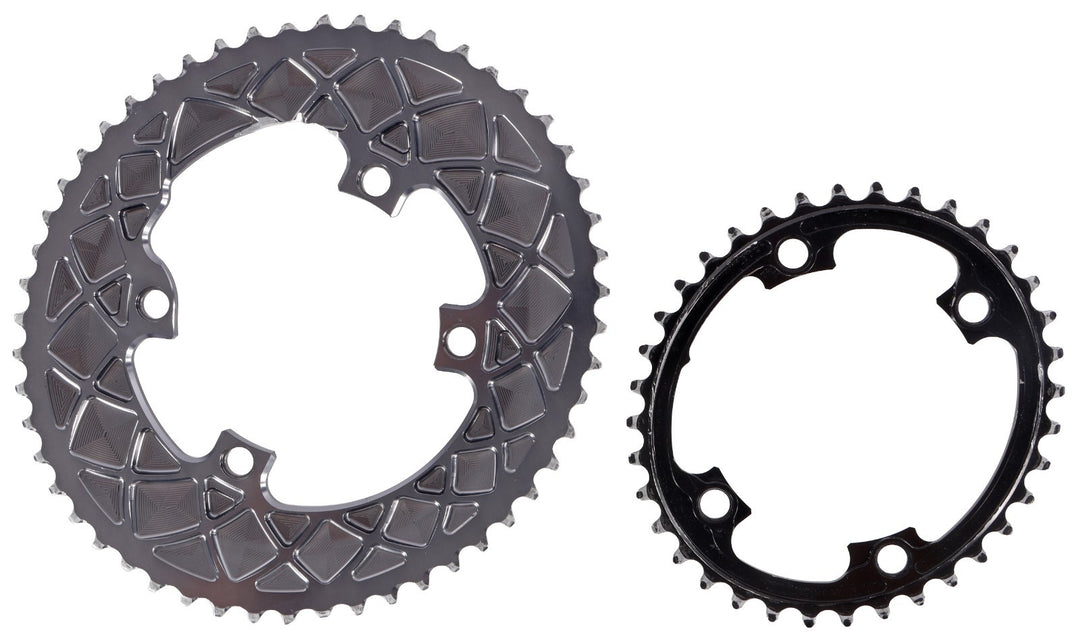 absoluteBlack Premium Oval 52/36T Road Bike Chainring SET 4-Bolt Grey 110mm BCD