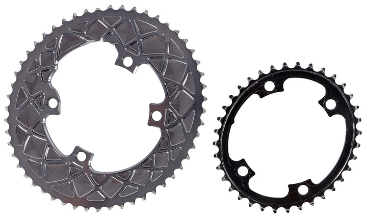 absoluteBlack Premium Oval 52/36T Road Bike Chainring SET 4-Bolt Grey 110mm BCD