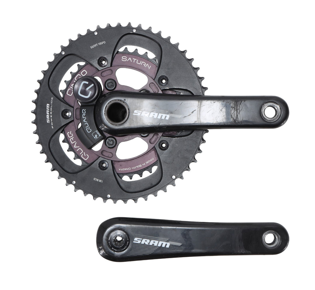 SRAM S975 Carbon 2x 10 Spd Quarq CinQo Power Road Bike Crankset 175mm 53/39T GXP