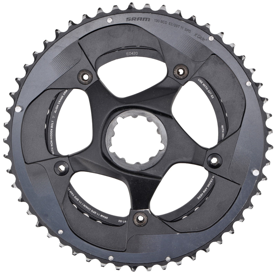SRAM Force 22 X-Glide Road Bike 11 Spd 53/39T Chainring SET 130 BCD Black 5-Bolt