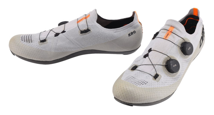 DMT KR0 Knit Road Bike Shoes EU 47 US Men 13 BOA GREY/ORANGE 3-Bolt Gravel