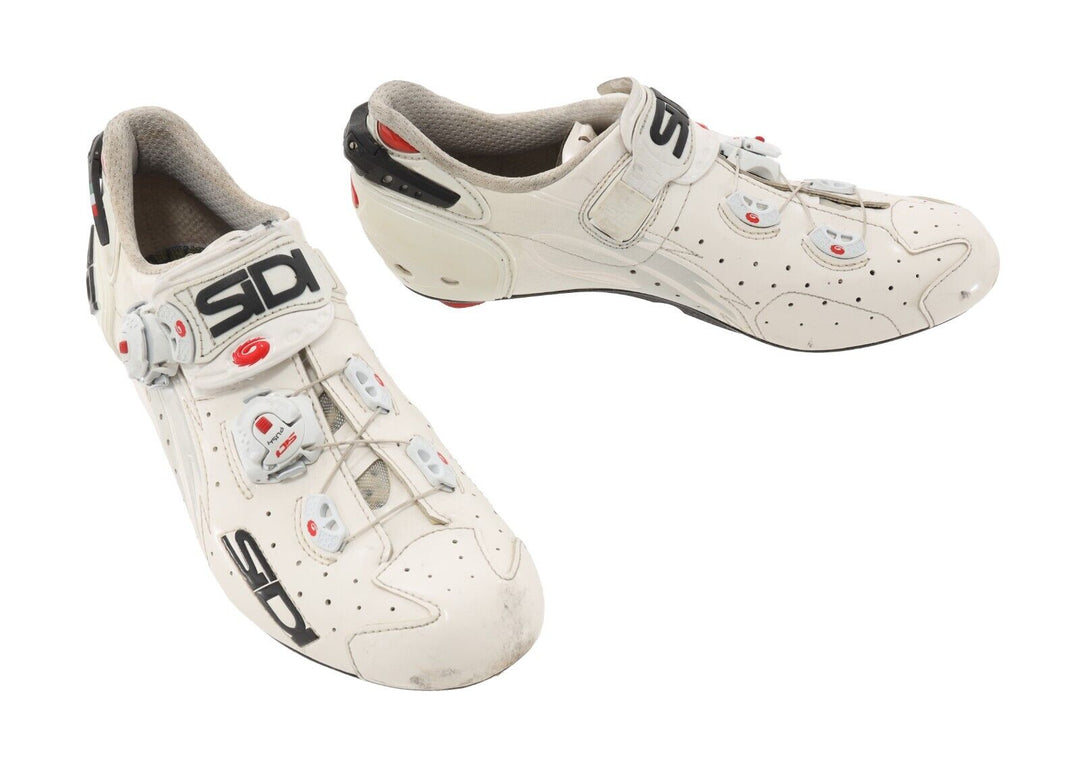 Sidi Wire Vent Carbon Push Road Bike Shoes EU 41 US Men 7.5 WHITE 3 Bolt Dial