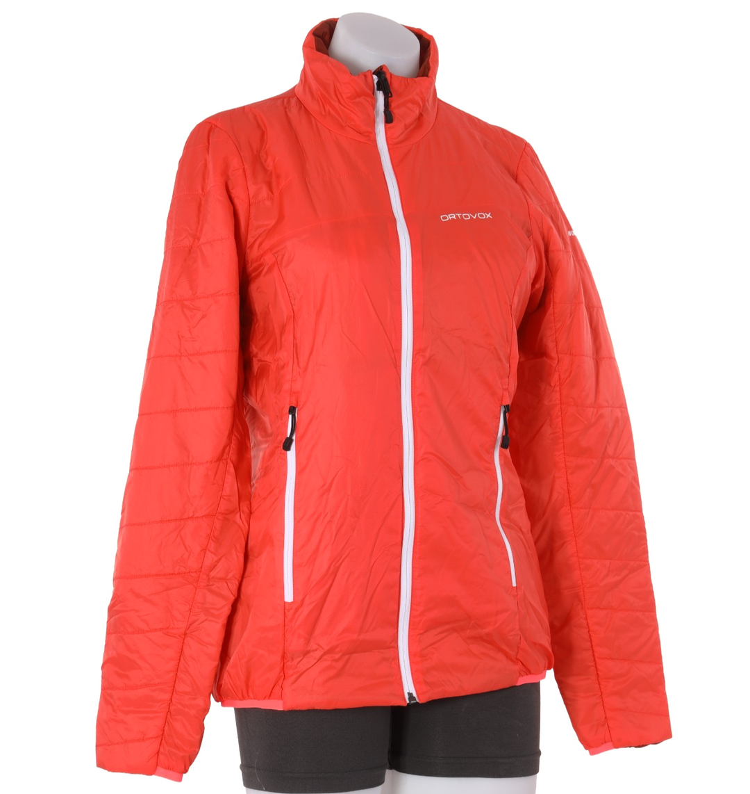 Ortovox SwissWool Piz Bial Jacket Women MEDIUM Coral Reversible Ski Winter Snow