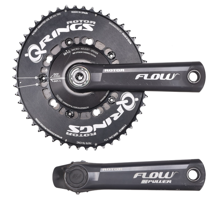 Rotor InPower Flow Power Meter Crankset 2x 11 speed 160mm 50/34T Oval Road Bike