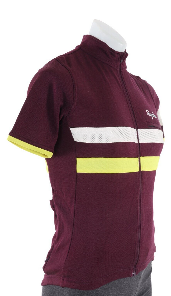 Rapha Brevet Short Sleeve Jersey Men MEDIUM Burgundy Road Bike Gravel CX Merino