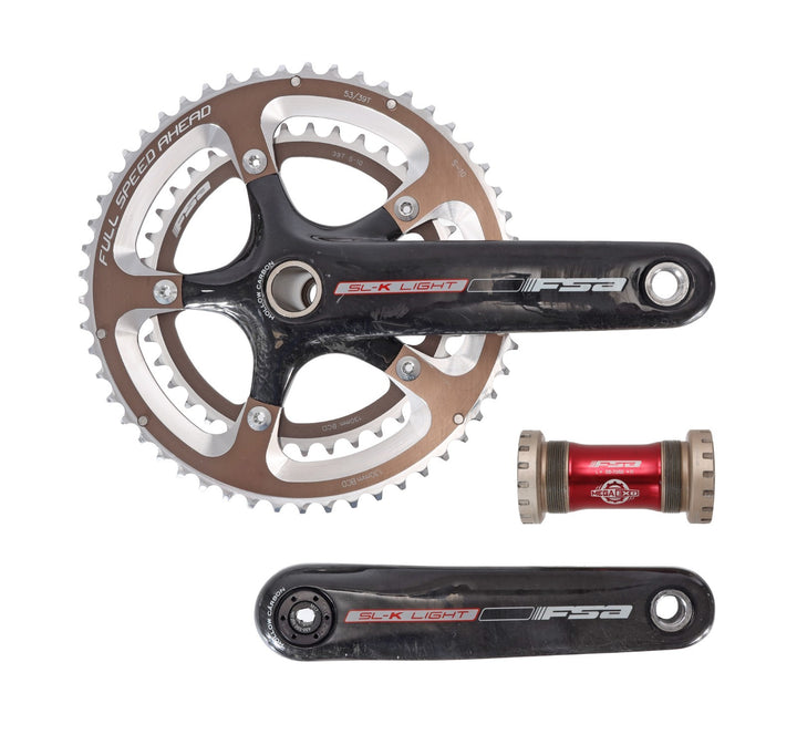 FSA SL-K Light Carbon 2x 10 Speed 170mm Road Bike 53/39T Crankset 130 BCD w/ BB