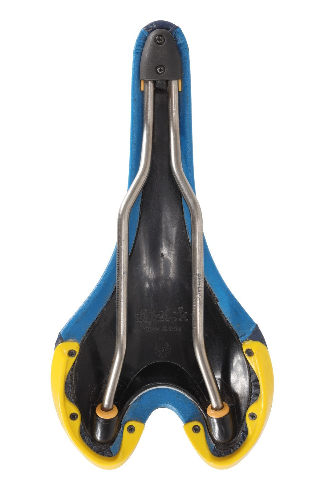 Fizik Pave by Giro Road Bike Saddle 130mm BLUE/YELLOW 7 x 7mm Titanio Rail 262g