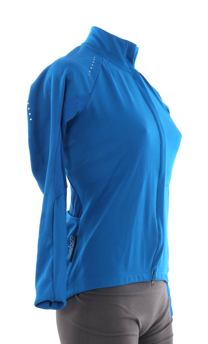 Velocio Signature Softshell Cycling Jacket Women SMALL Blue Road Bike Gravel MTB