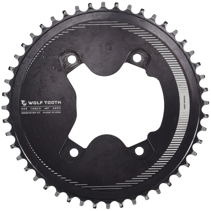 Wolf Tooth Aero GR8 Drop-Stop ST 48T Gravel Bike 12s Chainring 110 BCD 4-Bolt