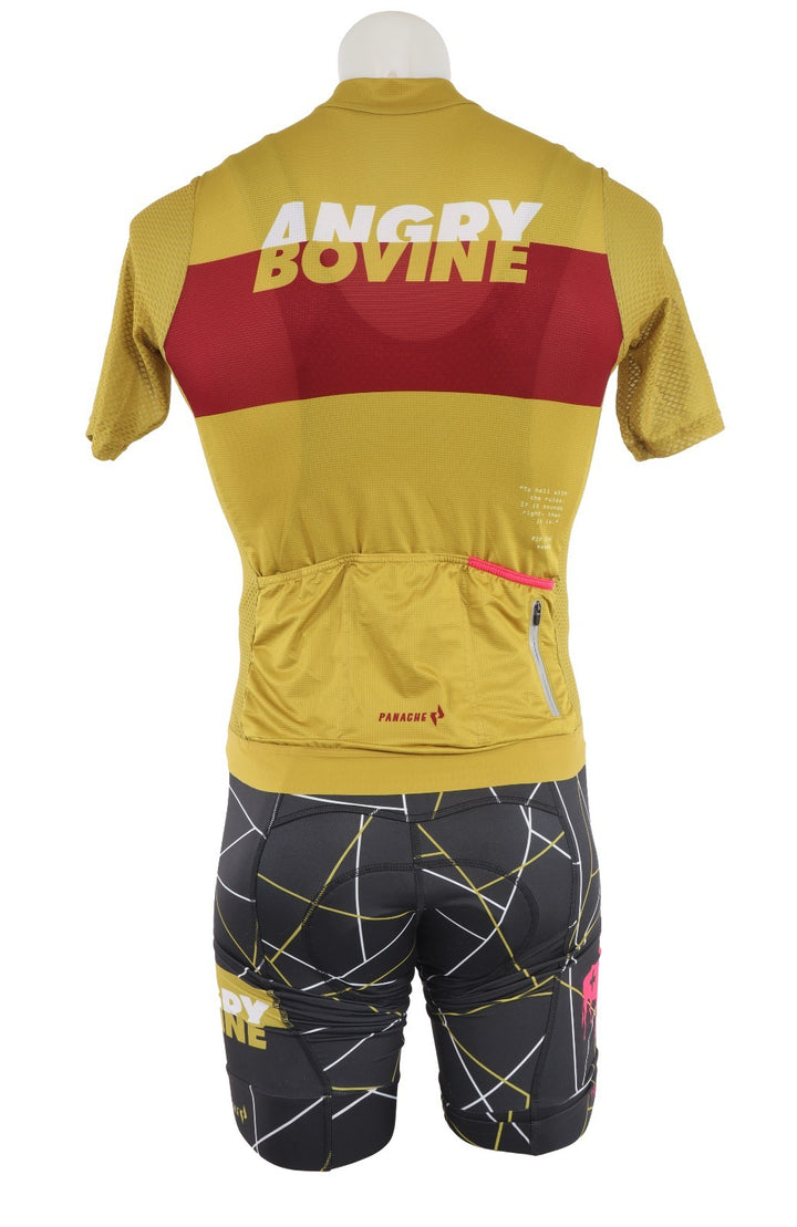Panache Angry Bovine Short Slv Pro Air Road Cycling Kit Men S/M Mustard Gravel