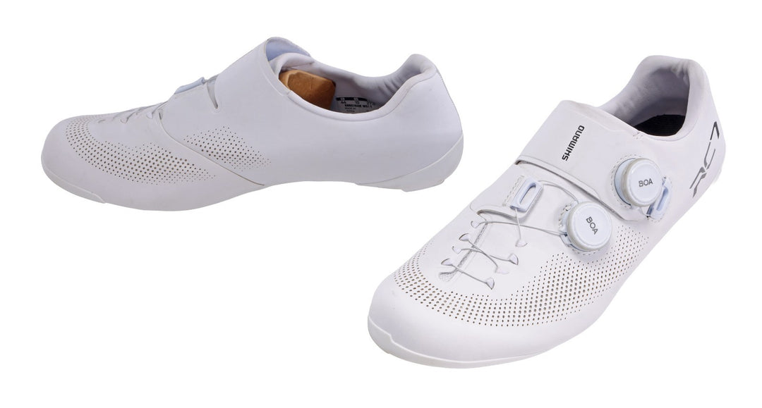 Shimano SH-RC703 Mens Carbon Road Bike Shoes Wide EU 44 US 10 WHITE BOA