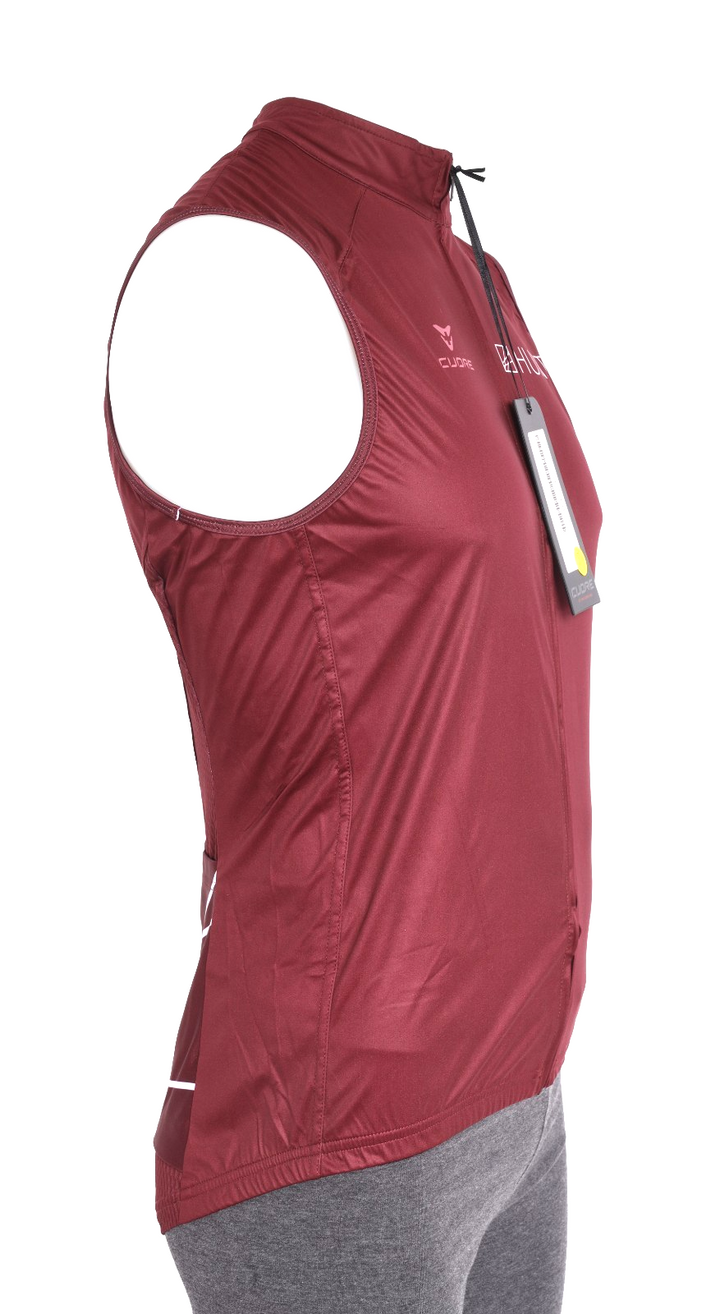 Cuore Hunt Wheels Silver Cycling Wind Vest Men MEDIUM Maroon Road Bike Race