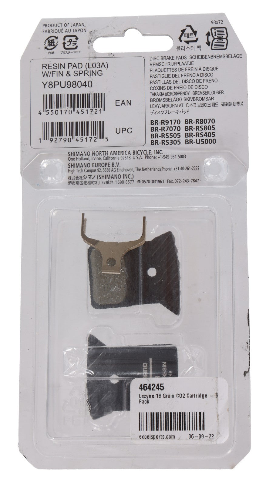 Shimano L03A Resin Fin Disc Brake Pads R7070 R9170 RS405 R8070 Gravel Bike CX