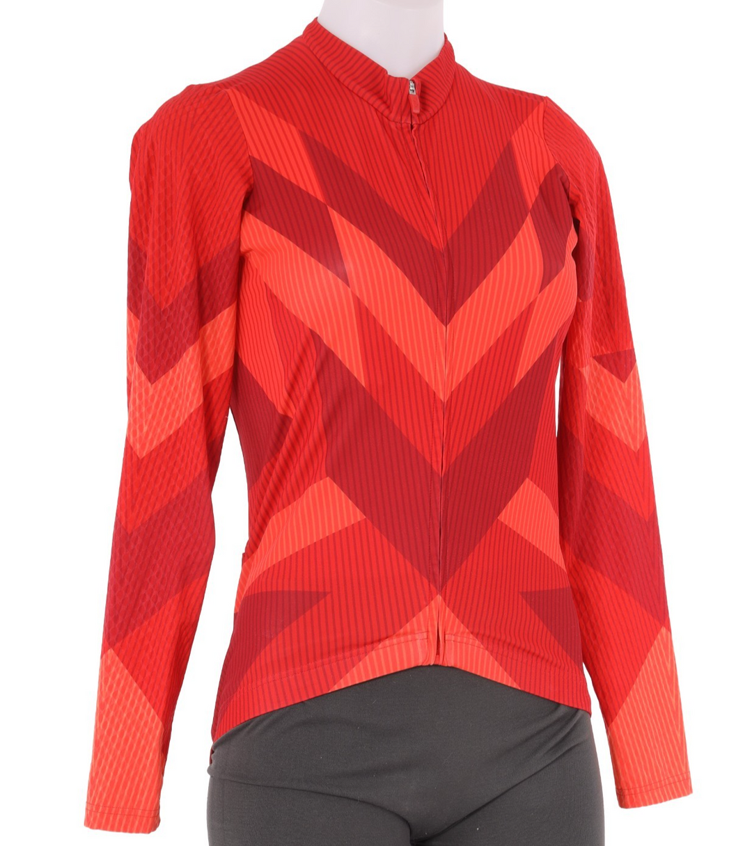 Rapha Hidden Leaves Long Sleeve Aero Jersey Women MEDIUM Red Road Bike Cycling