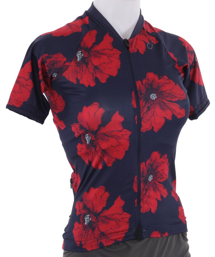 Velocio Lela Rose Poppy SE Short Sleeve Cycling Jersey Women XS RED/BLUE Gravel