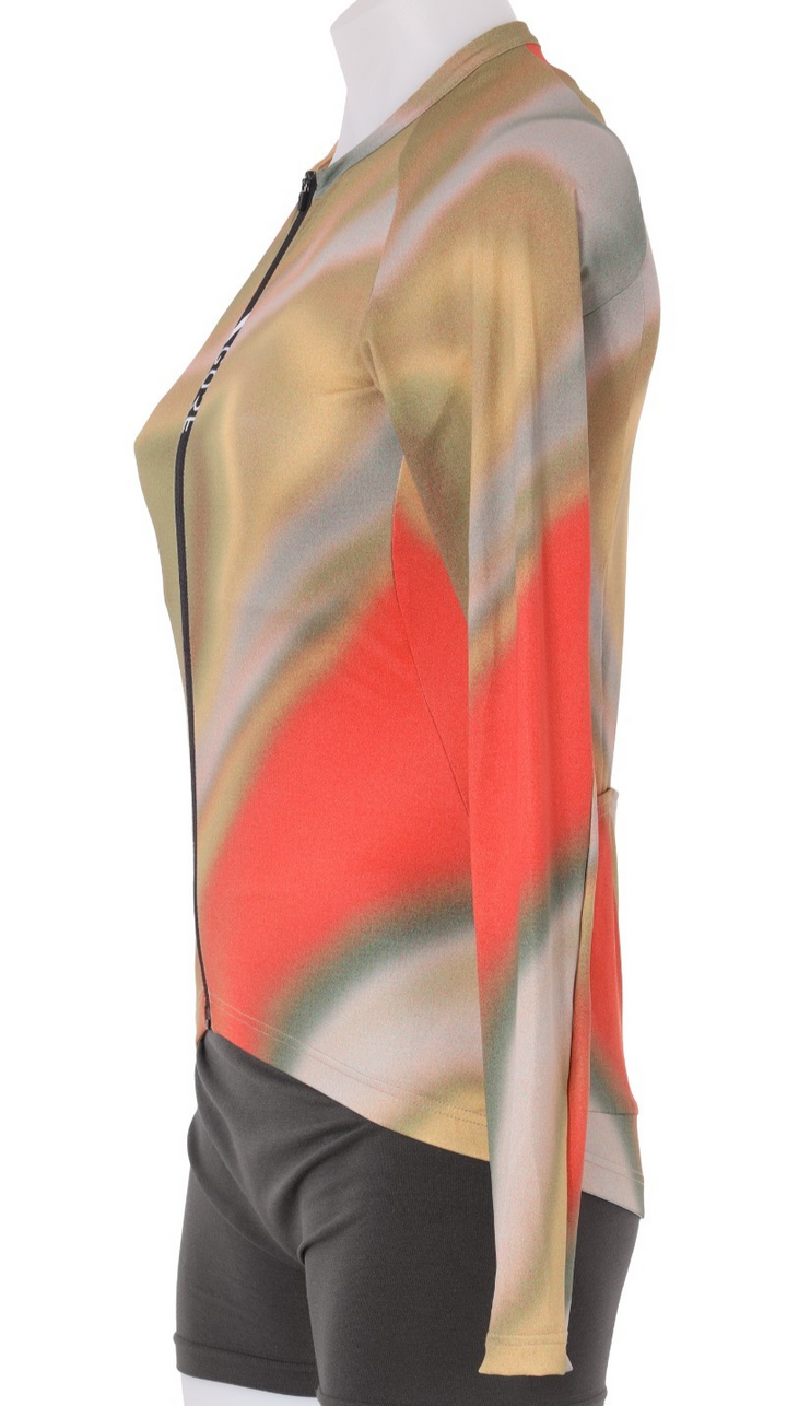 GoreWear Torrent Long Sleeve Cycling Jersey Women SMALL Green Orange Road Bike