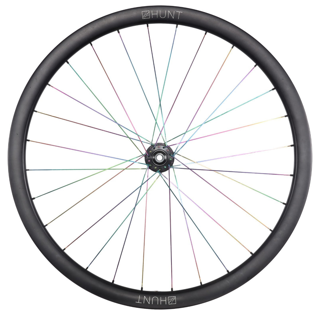 HUNT 35 Carbon Disc Tubeless Gravel Bike FRONT Wheel 12x 100mm 700c Oil-Slick CX